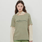 STRIPE LOGO T-SHIRT [BEIGE]
