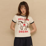 MELLOW DREAM Unicorn Ringer Half Sleeve T-shirt
