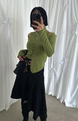 ANGORA HIGH NECK SLEEVELESS TOP CARDIGAN SET (5COLORS!)