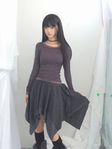stripe ribbonline wave skirt