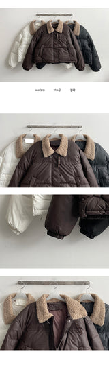 Tudu High-Neck Wool Collar Leather Padded Jumper