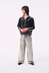 MOONLIGHT GRADIENT FLOCKED SPLICE WAISTBAND SMUDGED SPLASHED INK LOOSE STRAIGHT-LEG JEANS