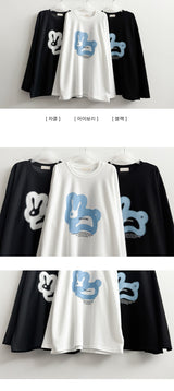 Rabbit ボクシーフィット 長袖Tシャツ