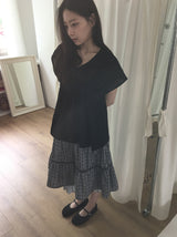 ロエリンシアリングキャップスリーブブラウス