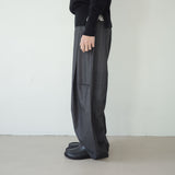stripe curved wide slacks