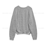 [Wool 20%] ドビーラインアルパカラウンドニット