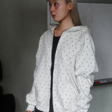 Star Hoodie Zip up (white)