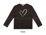 (裏起素材)ハートレイヤード長袖Tシャツ