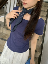 Kosel U-neck Side Shirring Short Sleeve Tee