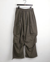 Bakin Nylon Cargo Two-Way Banding Long Wide Jogger Pants
