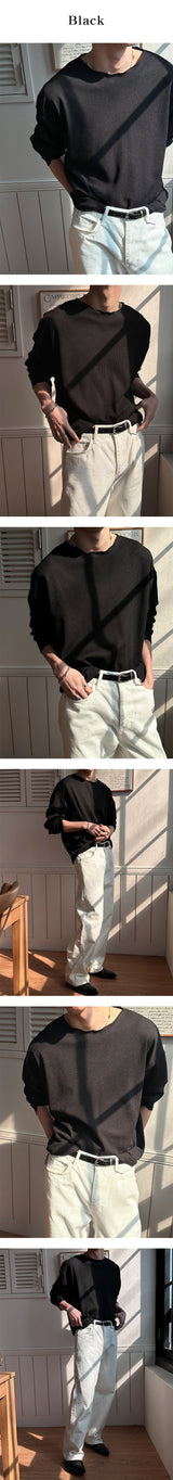 [S/S] ワッフルラウンドカットニットスリーブ(6color)