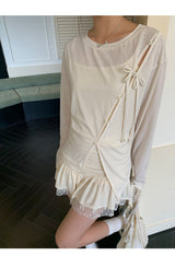 Lily frill shirring lace skirt