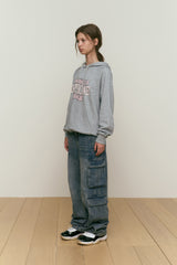 LOWKEY BOOK CLUB LETTERING RAGLAN HOODIE [MELANGE GRAY]