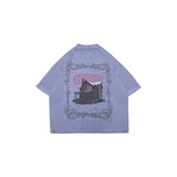 HIERARCHY STUDIOS Unsolved - ブルーフレイムハウスオーバーサイズTシャツ