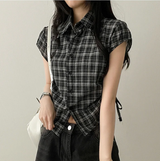 Motsu Check Side String Short Sleeve Shirt