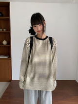 [ユニセックス]ケンッパストライプオーバーラウンドロングスリーブTシャツ