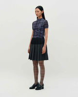 Plaid Smocking T-Shirt _ PURPLE