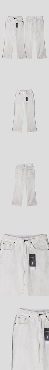 [Unisex] Dirty white wide flare pants