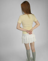 SUGAR SHIRRING SLIM SHORT SLEEVE T-SHIRT
