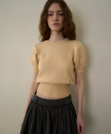 Slim button half knit_butter