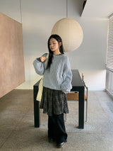 Cupid Check Banding Midi Skirt