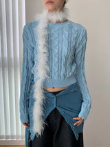 Baby Blue Twisted Long Sleeve Knitwear