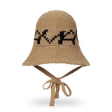 VA Digital Logo Cozy Knit Bonnet Hat / DarkBeige&Black