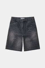 エイジスプラッターカーペンターデニムショーツ(Washed Black)
