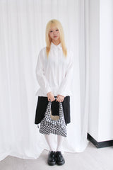 check ribbon shoulder bag