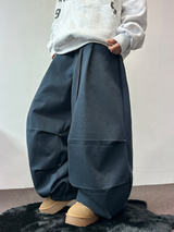 TWO PINTUCK RIVET BELT BALLOON LONG PANTS 🤎🖤💙3COLOR