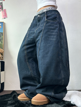 バックタトゥーレタリングバルーンデニムロングパンツ 🩵3サイズ