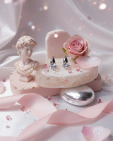 [Hearts2Hearts Ian Piercing] ダイアモンドリングハギーズピアス - Silver Color
