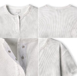 Ferrer Vintage Ribbed Henley Neck Short Sleeve Tee