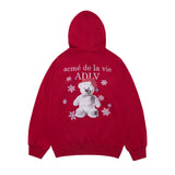 24FW SNOW BEAR HODDIE DARK RED