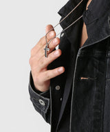 NN-101 Black Line Cross Necklace