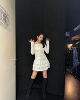 CANCAN PLEATS MINI SKIRT [WHITE]