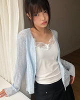 Meirin Lace V-Neck Sheer Cardigan
