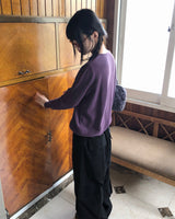 エラボタンレイヤードVネック長袖ニット