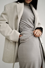 Fuzzy heavy wool coat, Light grey