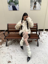 Ivory Fox High-Sleeved Collar Jacket