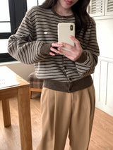[MADE] [Planning] Slits Stripe Round Cardigan