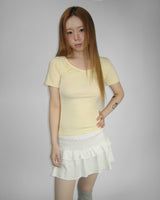 SUGAR SHIRRING SLIM SHORT SLEEVE T-SHIRT