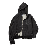 Untitled スターリーナイトスモールストライプフードジップアップ BLack Chacoal