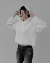 Angora Fur Crop Hooded Sweatshirt