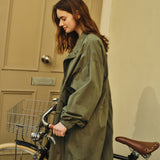 90s Classic Fishtail Long Bomber Jacket_Khaki