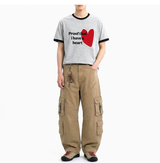 エッセンシャルスタンダード半袖リンガーTシャツ レッドハートメランジ