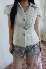 TWINKLE TWEED PUFF JACKET BLOUSE IN IVORY