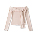 Ribbon Off-Shoulder Wrap Top