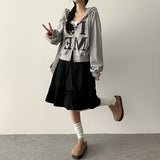 Love Me Dot Heart Two-Way Hooded Zip-Up
