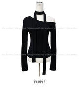 Linna Unbalanced Shoulder Scarf Long Sleeve